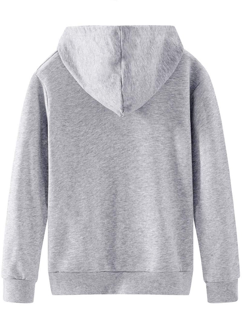 Spring&Gege Youth Solid Pullover Sport Hoodies Soft Kids Hooded Sweatshirts for Boys and Girls Size 7-8 Years Gray - Image 2